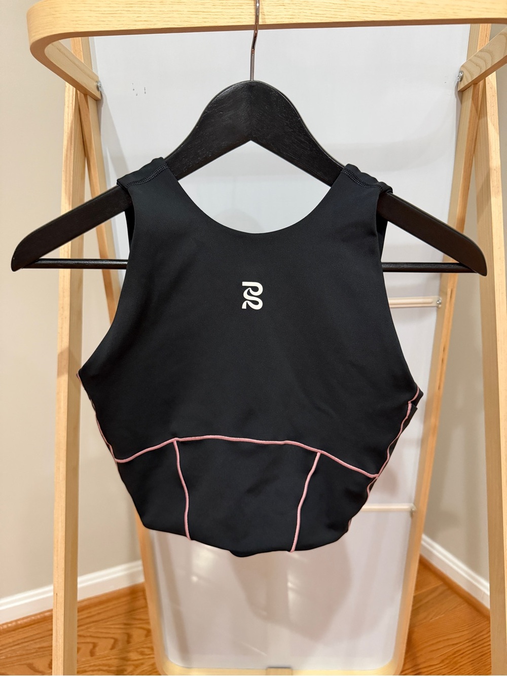 Bandit Running Small Black Cropped Athletic Tank with Pink Piping
